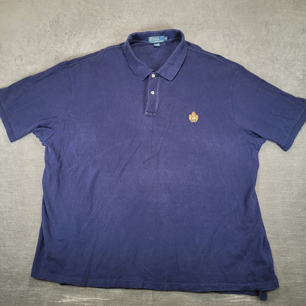 Polo Ralph Lauren Polo Shirt‎ Mens 4XB Navy Blue Crest Logo Short Sleeve Pique